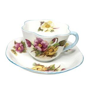 Shelley England Fine Bone China Tea Cup & Saucer Begonia #13427